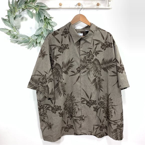 Cafe Luna Other - Cafe Luna Mens grey hawaiian casual short sleeve shirt button down size 3XL
